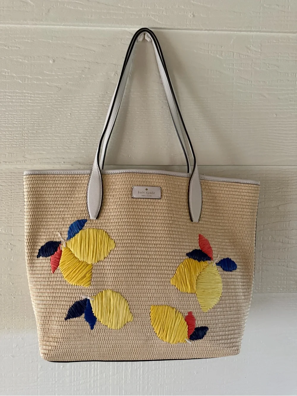 Kate Spade New York Ash Straw Lemon Zest Large Tote